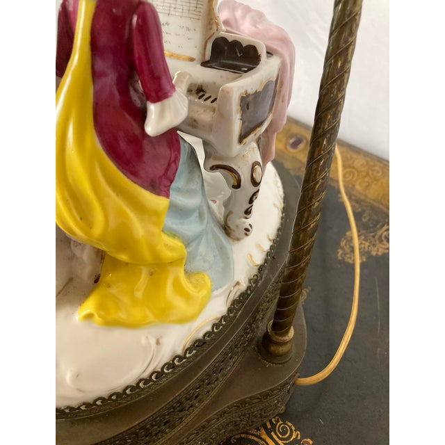 Vintage Musical Continental Porcelain Figurine Group Lamp Dresden Style For Sale - Image 11 of 17