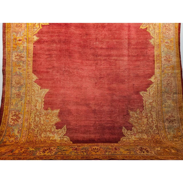 Antique Turkish Oushak Room Size Rug, Handwoven Wool, Red & Yellow, 10' x 12' For Sale - Image 4 of 16