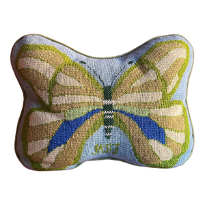 Mid-Century Modern Needlepoint Butterfly Pillow
