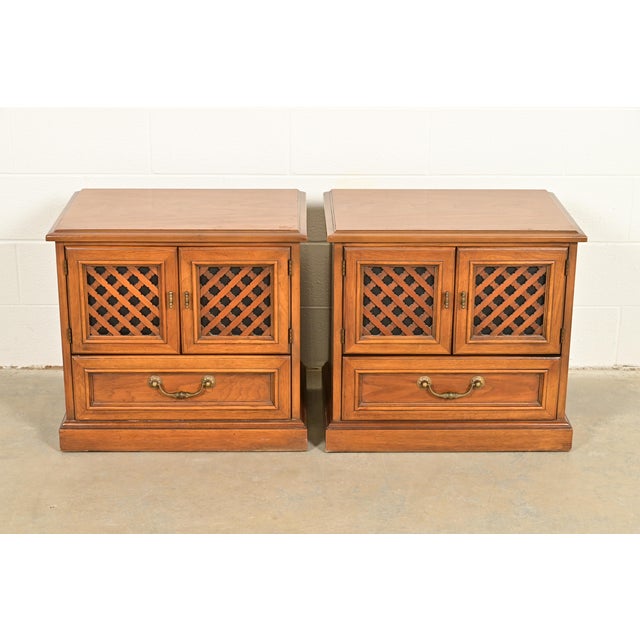 Drexel Drexel Spanish Colonial Carved Walnut Nightstands, Pair For Sale - Image 4 of 17