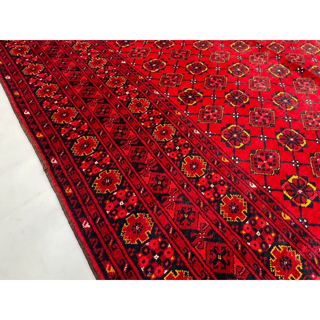 2000 - 2009 Vintage Afghan Ersari Gülli Gol All-Over Flower Gul Tribal Rug - 10'3" X 7'0" For Sale - Image 5 of 13