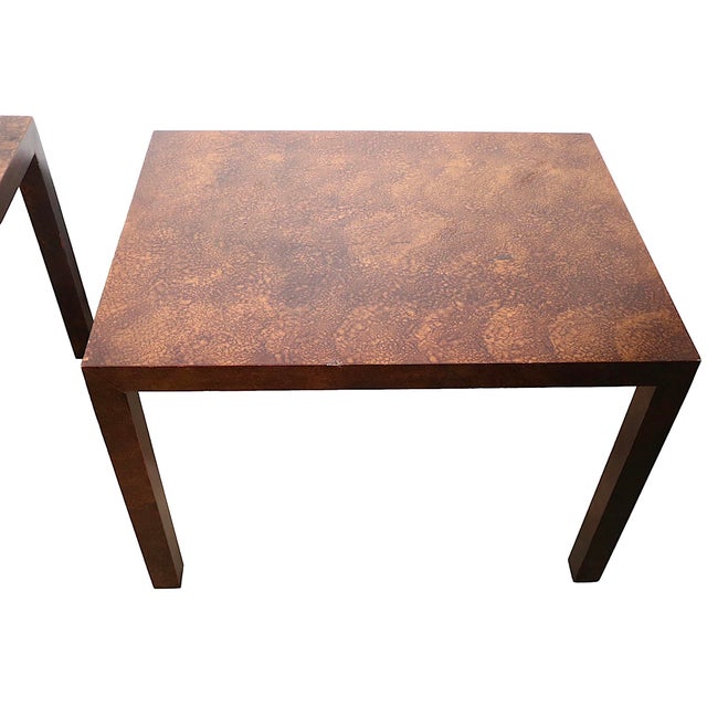 Parsons Style Brutalist Side, End Tables in Faux Tortoise Shell Formica ...
