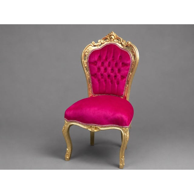Late 20c Louis XVI Gold Beech Fuchsia Red Chairs-Pair For Sale - Image 6 of 7