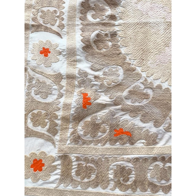 Suzani Tribal Textile - Embroidered Embroidery 4'7'' X 4'9'' For Sale - Image 4 of 8