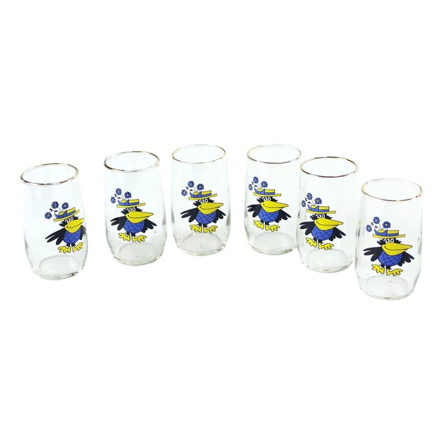 Czechoslovakian Glasses with Pring and Gold, 1960s, Set of 6 For Sale