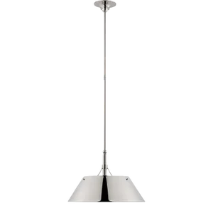 Thomas O'Brien for Visual Comfort Signature Turlington Large Pendant in Polished Nickel with Polished Nickel Shade