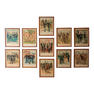 h.a. Ogden u.s. Military Uniforms - 11 Chromolithographs For Sale
