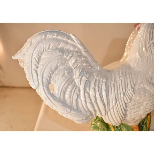 White Vintage Ceramic Vietri Rooster and Hen Sculpture, Circa 1980's For Sale - Image 8 of 15