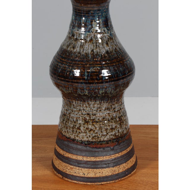 Large Danish Partly Glazed Stoneware Table Lamp, 1960s For Sale - Image 3 of 7