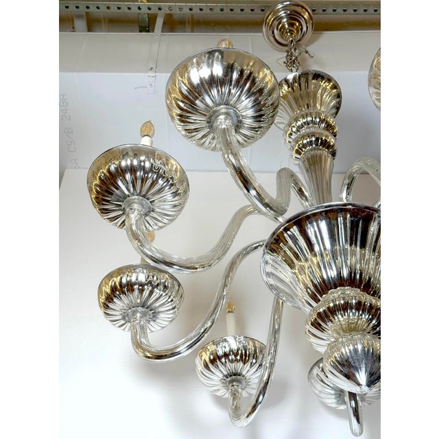 Mid 20th Century Restored Modern Mercury Glass Nine Arm Chandelier For Sale - Image 9 of 10