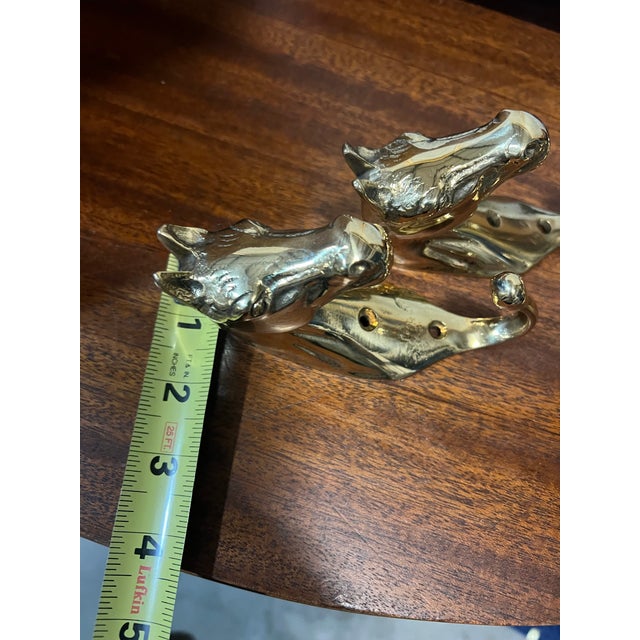 1970s 1970s Pair of Solid Brass Equestrian Style Wall Hooks For Sale - Image 5 of 10