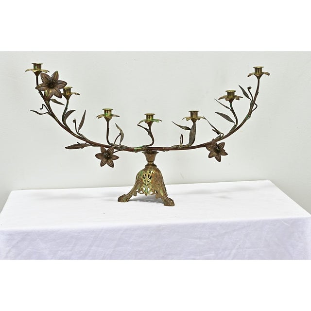 Metal French 19th Century Brass Altar Candelabra For Sale - Image 7 of 11