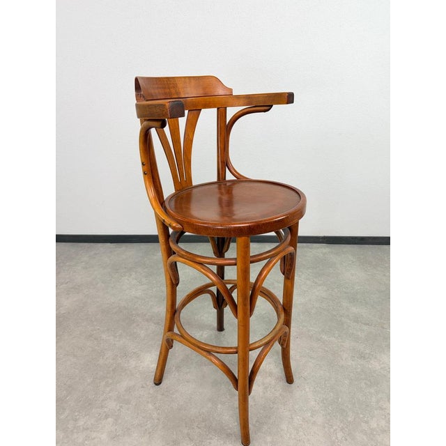 Bentwood Bar Stool with Armrest, 1940s For Sale - Image 3 of 14