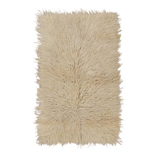 Vintage Turkish Tulu Rug, Beige Wool With Soft Pile - Rug & Kilim For Sale