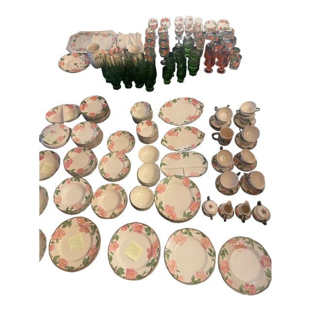 Rare Vintage Ultimate Hostess Lot: 194-Pc Franciscan Desert Rose, 31-Pc Tiffin Madeira Glassware & 11-Pc Pristine Lenox Tyler Fine China For Sale