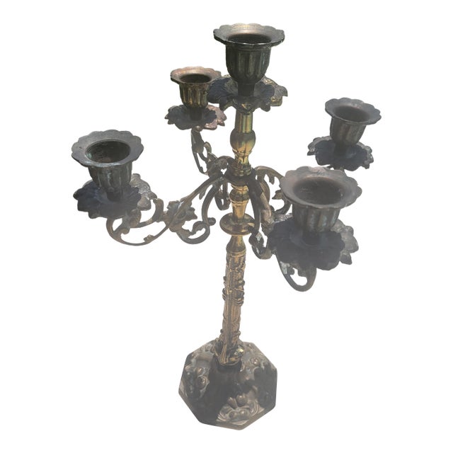 Vintage Five Arm Bronze Candelabra For Sale