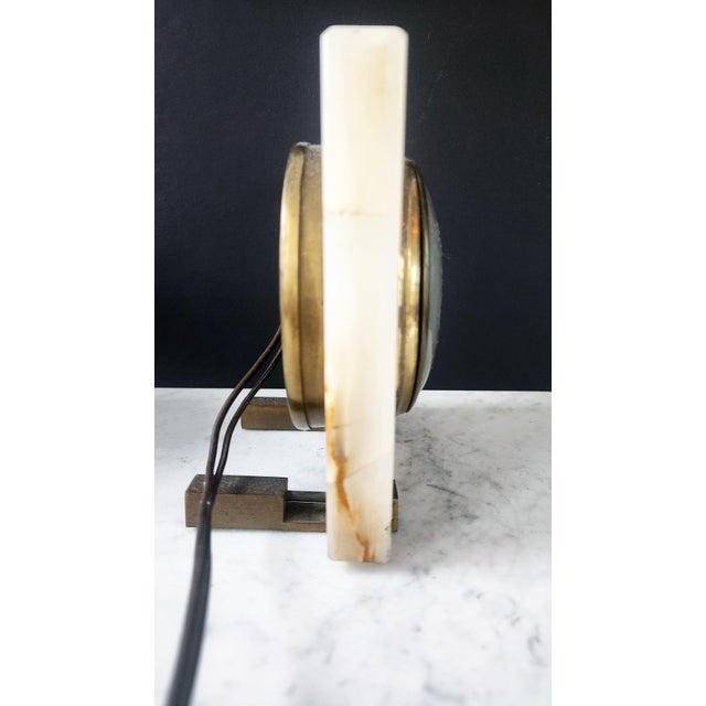 Brass 1930s Art Deco Onyx Desk Clock by Sessions – Electric Stone Mantle Clock, Brass Bezel For Sale - Image 8 of 18