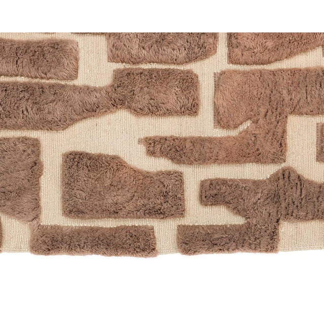 Textile Abstract Mosaic Hand-Knotted Wool Rug | 9'6" X 6'9" | One of a Kind For Sale - Image 7 of 9