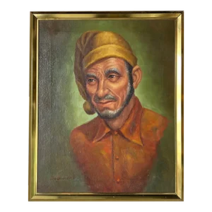 1970's De Simone Oil Portrait Painting, Framed