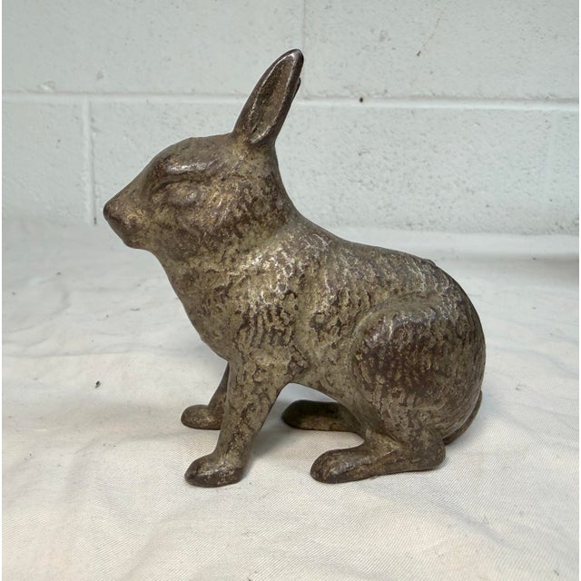 Figurative Antique 1920's Cast Iron Bunny Rabbit Animal Still Coin Bank – A.c. Williams For Sale - Image 3 of 9