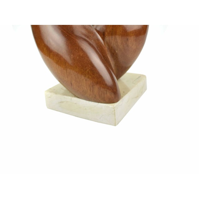 Mid 20th Century Wood Carved Nude Female Torso Sculpture on Stone Base by Amalina For Sale - Image 10 of 12