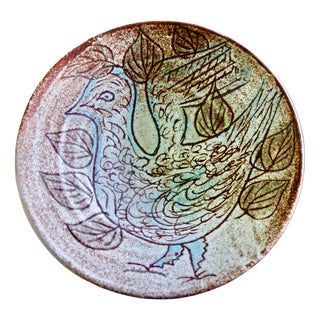 Ceramic Dish with Bird Decor from Accolay, 1950s For Sale