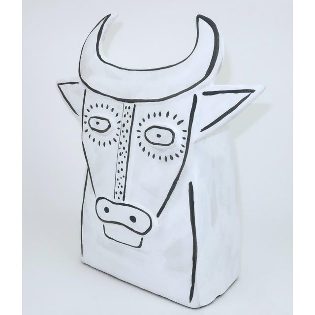 Currey & Company Thomas the Bull Ceramic Vase by Xiang Yang for Currey & Company For Sale - Image 4 of 10