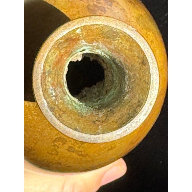 Japanese Showa Period Bronze Bottle Vase With Murashido Patina, Mid-20th Century For Sale - Image 9 of 9