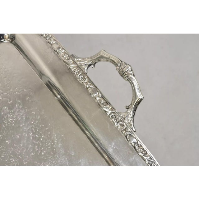 Mid 20th Century Vintage Wa Rogers Victorian Rose 992 Silver Plated Serving Platter Tray For Sale - Image 5 of 11