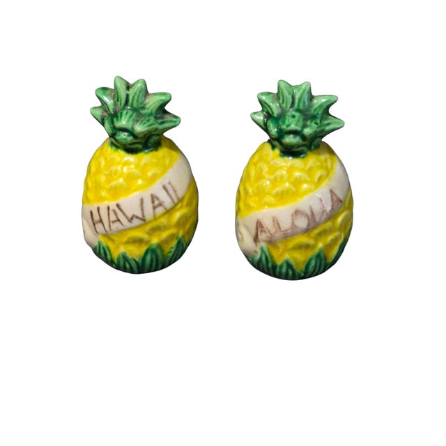 Vintage Pineapple Made in Japan Salt & Pepper Shakers "Aloha Hawaii" For Sale - Image 6 of 6