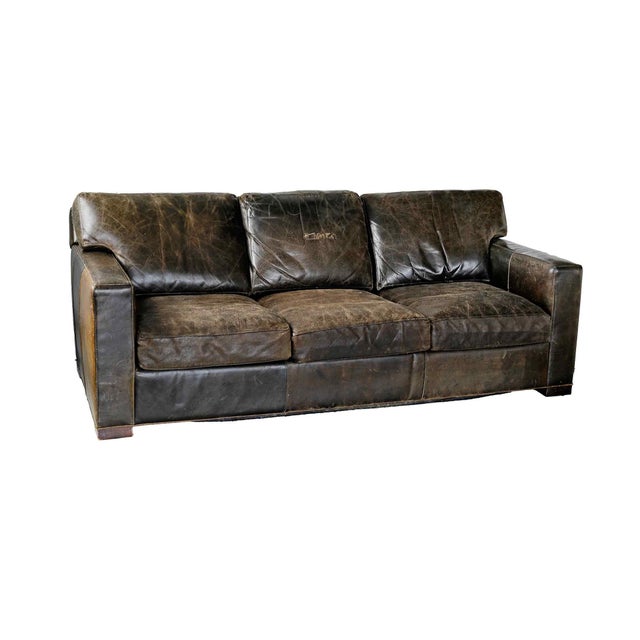 Crate and Barrel Leather Sleeper Sofa For Sale - Image 10 of 12