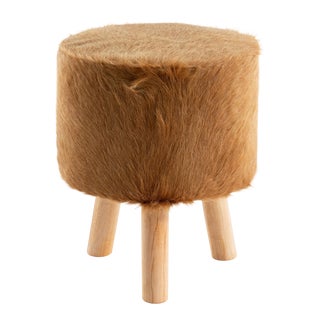 Hand Crafted Brown Hair Ottoman For Sale