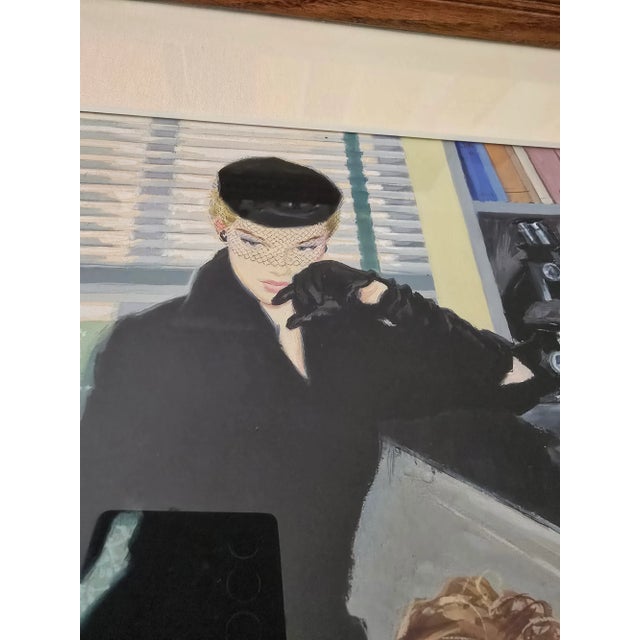 1950s Vintage w.c. Painting Mid Century Glamour Girl Client For Sale - Image 11 of 11