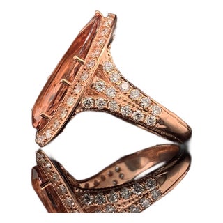 Morganite Diamond Ring 14k Rose Gold 6.91 TCW Certified For Sale