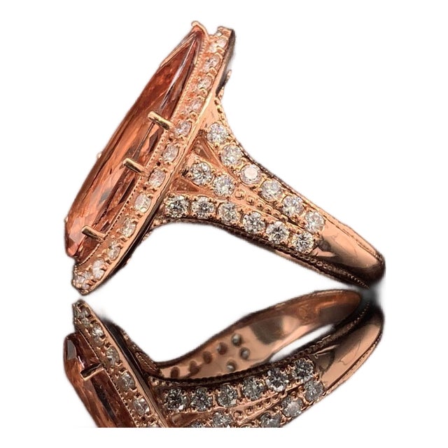 Morganite Diamond Ring 14k Rose Gold 6.91 TCW Certified For Sale