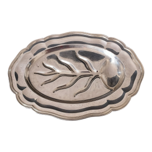 Antique Pairpoint 12" Silver Plate Footed Meat Platter W/ Juice Well