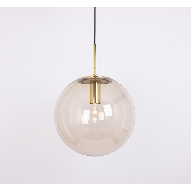 Large smoked glass ball (hand-made) pendant, manufactured by limburg, germany, circa 1970-1979. Sockets: 1 x e27 standard...