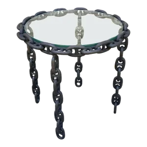 Mid 20th Century Small Chain and Glass Side Table