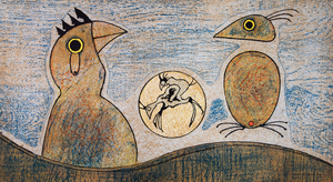 Max Ernst, Rêve surréaliste, les coqs, Lithograph
