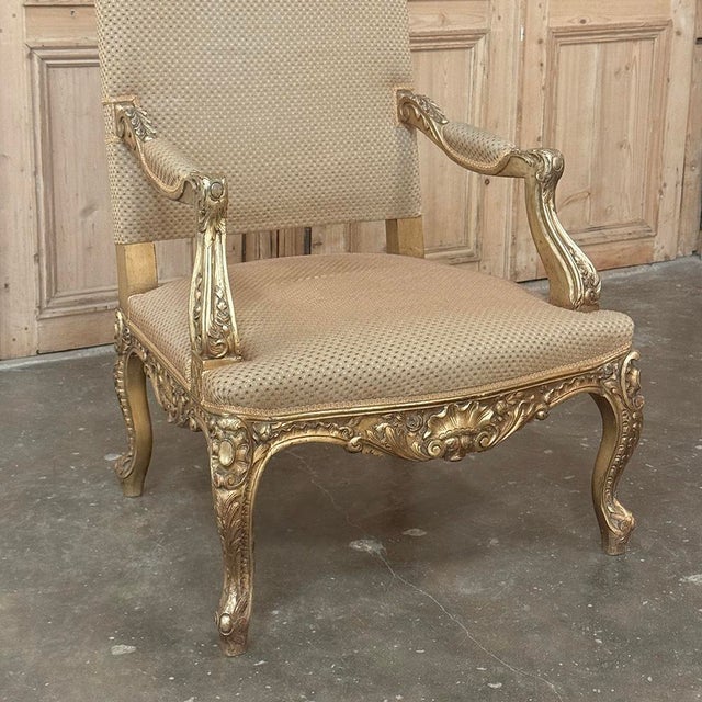 19th Century French Regence Giltwood Armchairs ~ Fauteuils For Sale - Image 10 of 18
