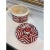 2020s Modern Decorative Red & Navy Chevron Bowl & Lid For Sale - Image 5 of 9