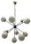 Large Black Metal, Brass & Opaline Glass Sputnik Chandelier, 1990s For Sale