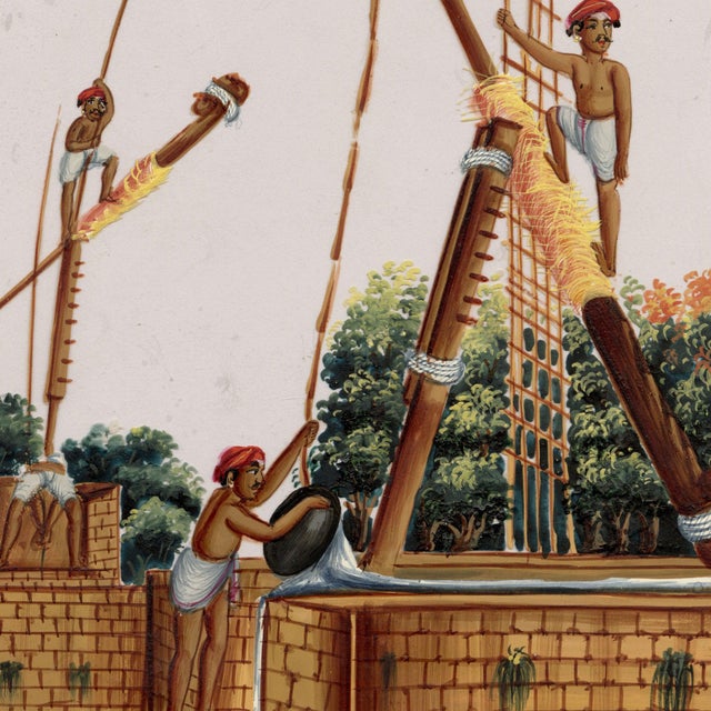 Indian Company School, Picottah for Raising Water, 1800s, Gouache on Paper For Sale - Image 3 of 9