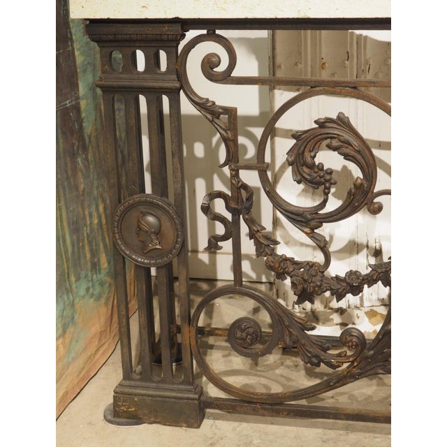Antique Cast Iron Parisian Balcony Gate Console With Shellstone Top, Circa 1900 For Sale - Image 17 of 17