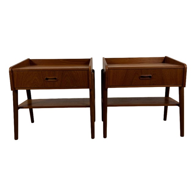 Danish Teak Bedside Tables, 1960s, Set of 2 For Sale