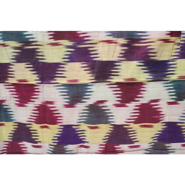 Vintage Uzbek Tribal Silk Ikat Wall Hanging, 1920s For Sale - Image 9 of 13