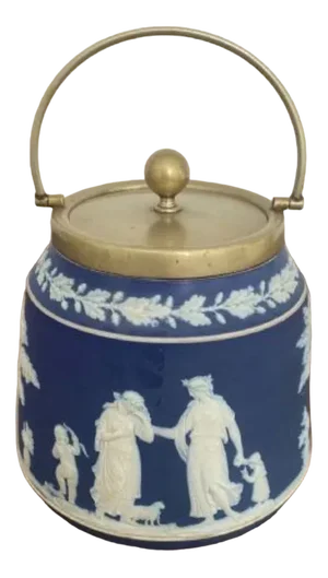 Antique Wedgwood Jasper Ware Biscuit Barrel, 1880s