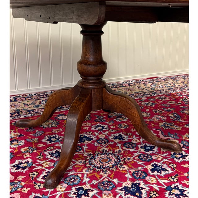 Wood Antique English Country Oval Dining Table Farmhouse Pedestal Oak 1920s-30s For Sale - Image 7 of 18