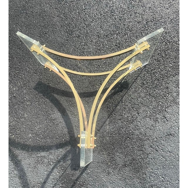 MCM Charles Hollis Jones Style Lucite & Brass Coffee Table Base For Sale In Philadelphia - Image 6 of 7