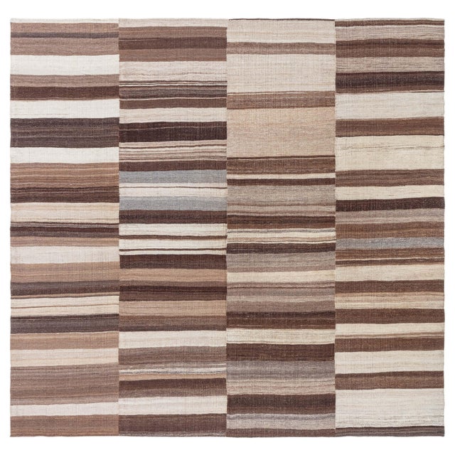 Doris Leslie Blau Vintage Striped Light Beige Hand-Knotted Wool Rug For Sale